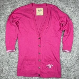 Hollister Cardigan Womens Small Sweater Pockets Button Up Pink Academia Classic